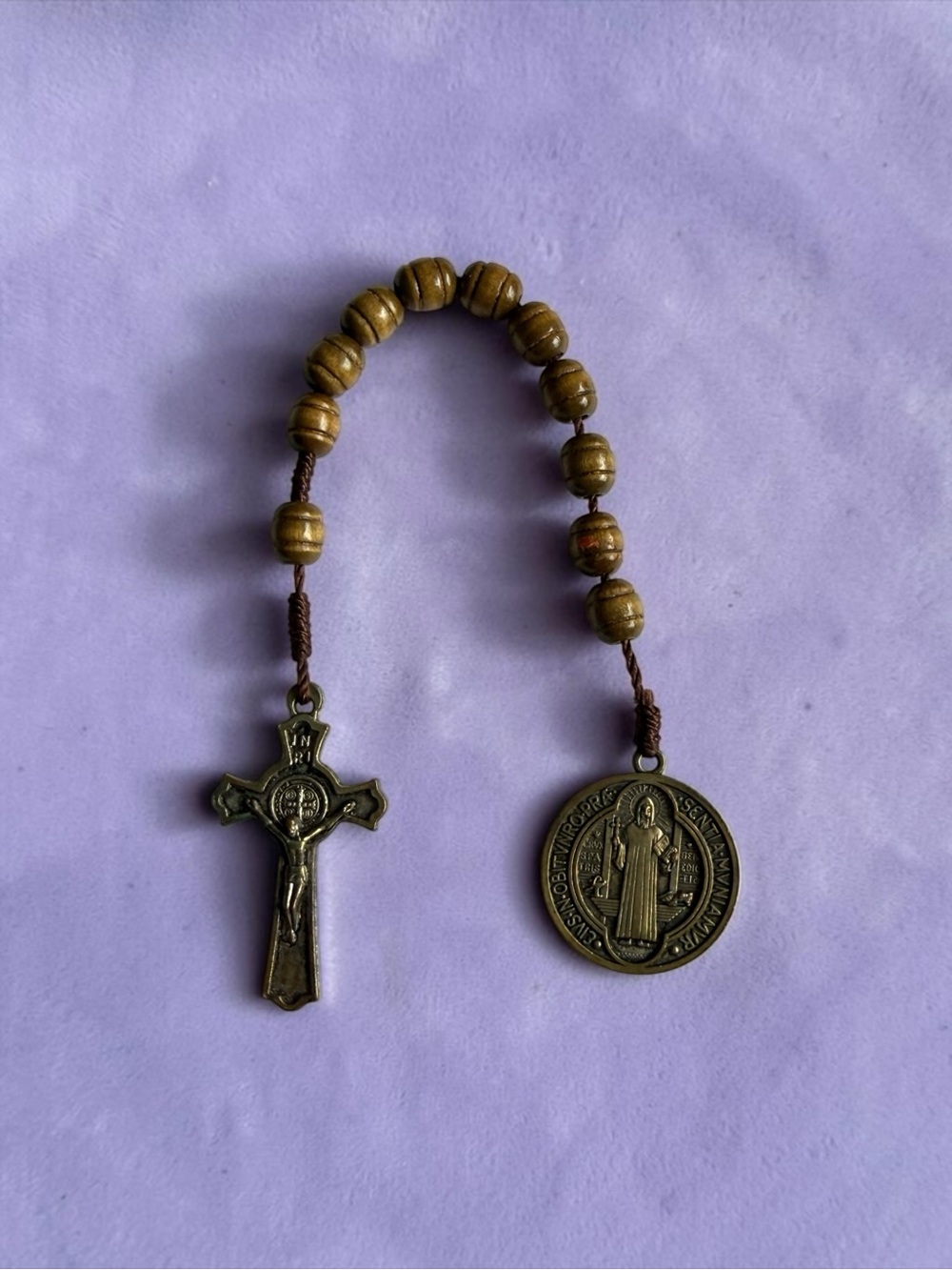 🫶🏻 Pocket Rosary Brown Wood with Medal and Crucifix
